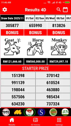 4D Result MY & SG 4D History screenshot