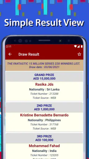 Abu Dhabi Big Ticket Results screenshot