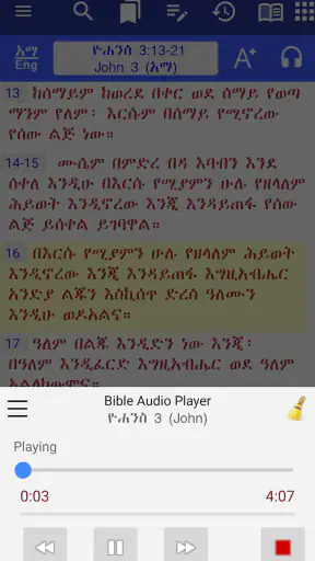Bible in Amharic and Geez, KJV screenshot