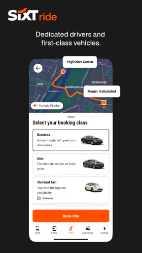 SIXT rent. share. ride. plus. screenshot