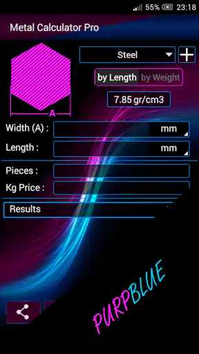 آلة حاسبة من وزن المعدن screenshot