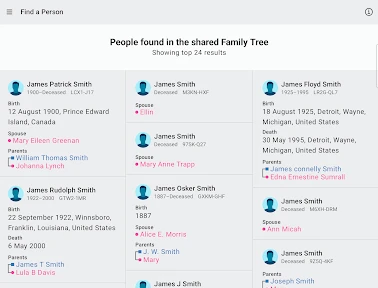 شجرة FamilySearch screenshot