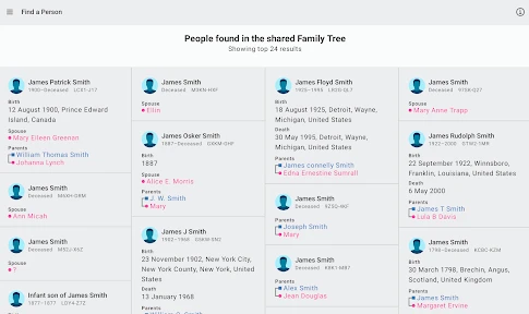 شجرة FamilySearch screenshot