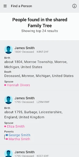 شجرة FamilySearch screenshot