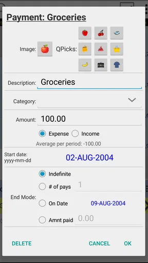 Budget Calendar screenshot