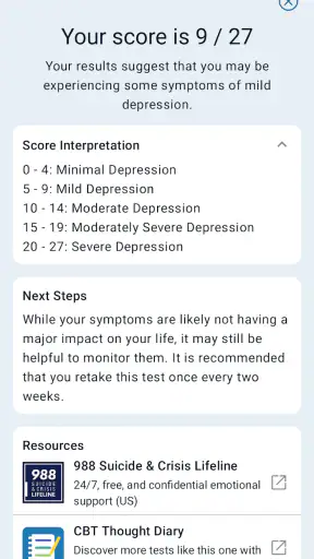 Depression Test screenshot