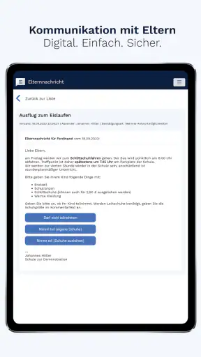 Elternnachricht screenshot