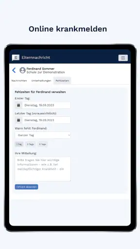 Elternnachricht screenshot