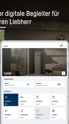 Liebherr SmartDevice screenshot