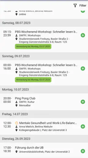 myUFR - Universität Freiburg screenshot
