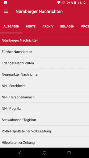 Nürnberger Nachrichten E-Paper screenshot