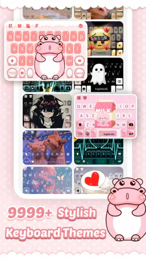 Pink Cute Hippo Themen screenshot