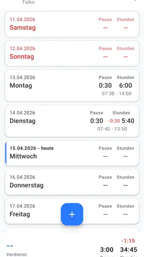 Stundenrechner screenshot