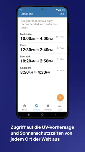 SunSmart Global UV-App screenshot