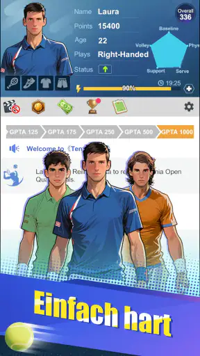Tennis rising star screenshot