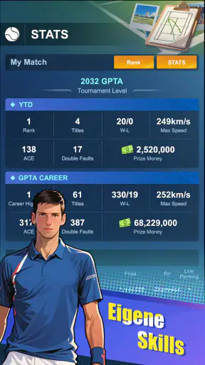 Tennis rising star screenshot