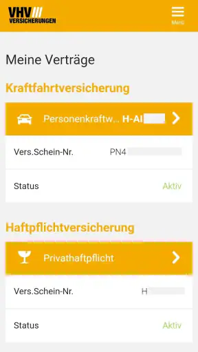 VHV Kundenportal screenshot