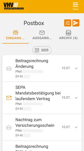 VHV Kundenportal screenshot