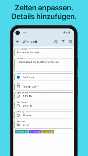 WorkingHours Zeiterfassung screenshot