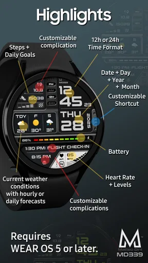 MD339 Digital watch face screenshot