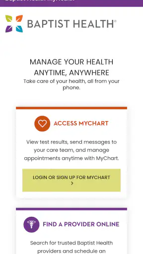 Baptist Health MyHealth screenshot