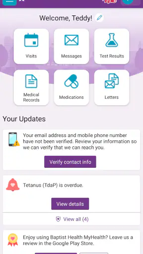 Baptist Health MyHealth screenshot