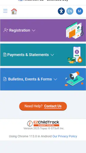 EZChildTrack Parent Portal screenshot