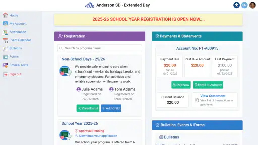 EZChildTrack Parent Portal screenshot