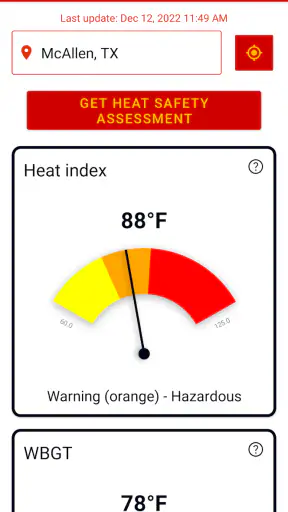 Heat Safety: Heat Index & WBGT screenshot