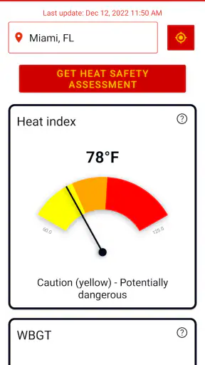 Heat Safety: Heat Index & WBGT screenshot
