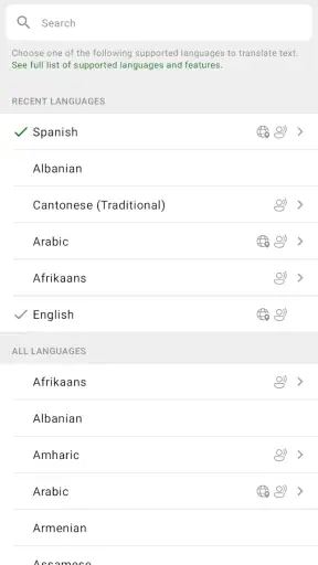 Microsoft Translator screenshot