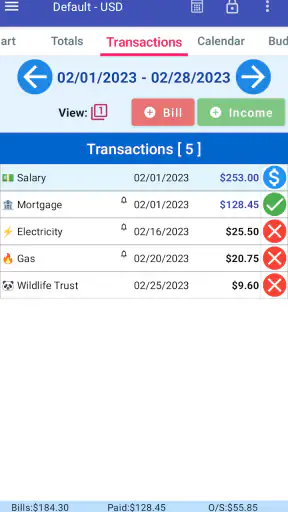 MoBill Budget and Reminder screenshot