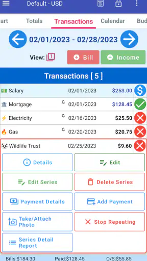 MoBill Budget and Reminder screenshot