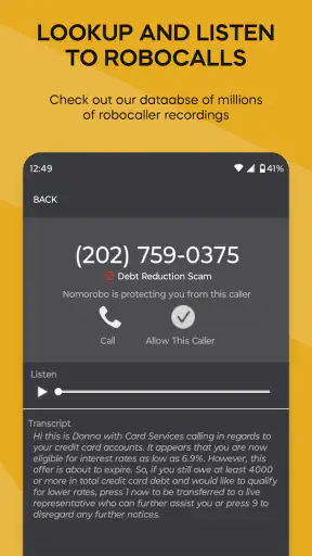 Nomorobo Basic Robocall Block screenshot