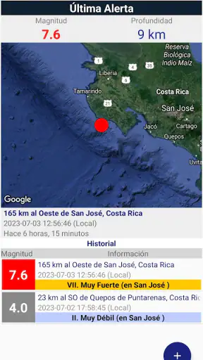 OVSICORI-UNA Alerta Terremotos screenshot