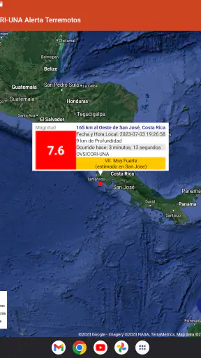 OVSICORI-UNA Alerta Terremotos screenshot