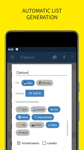 SmartPack - packing lists screenshot