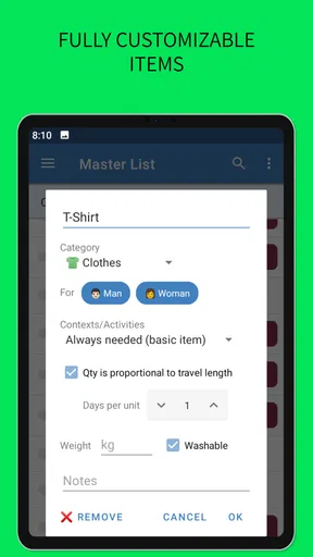 SmartPack - packing lists screenshot