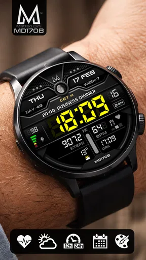MD170B Digital watch face screenshot
