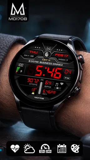 MD170B Digital watch face screenshot