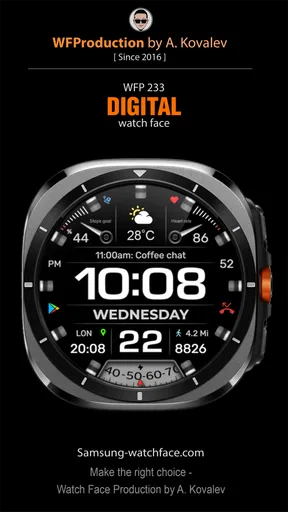 WFP 233 Digital watch face screenshot