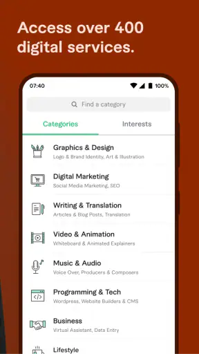 Fiverr - Servicios freelance screenshot
