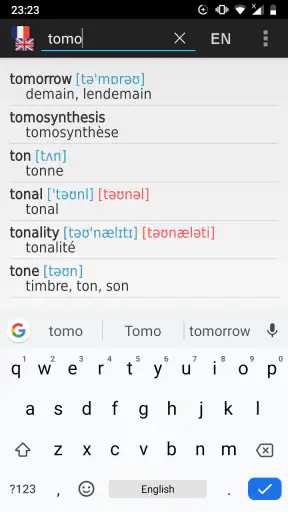 French - English offline dict. screenshot