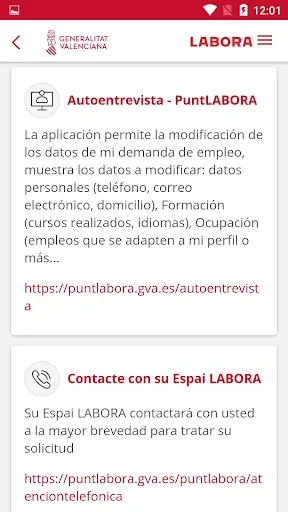 GVA PuntLABORA screenshot