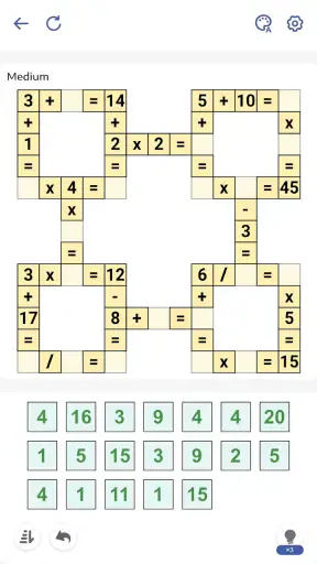 Juego Matemático, Crossmath screenshot