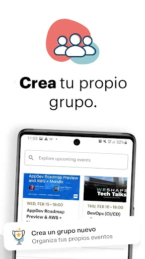 Meetup: eventos locales screenshot