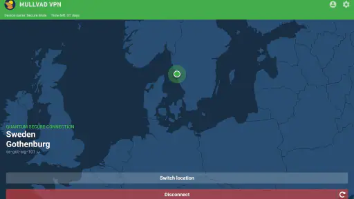 Mullvad VPN screenshot