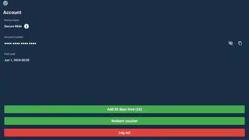 Mullvad VPN screenshot