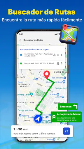 Navegación GPS y mapa de ruta screenshot