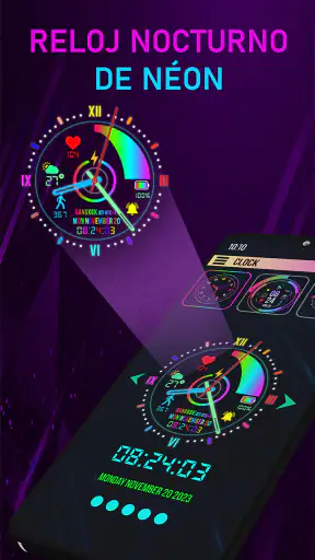 Neon Digital Clock Smart Watch screenshot